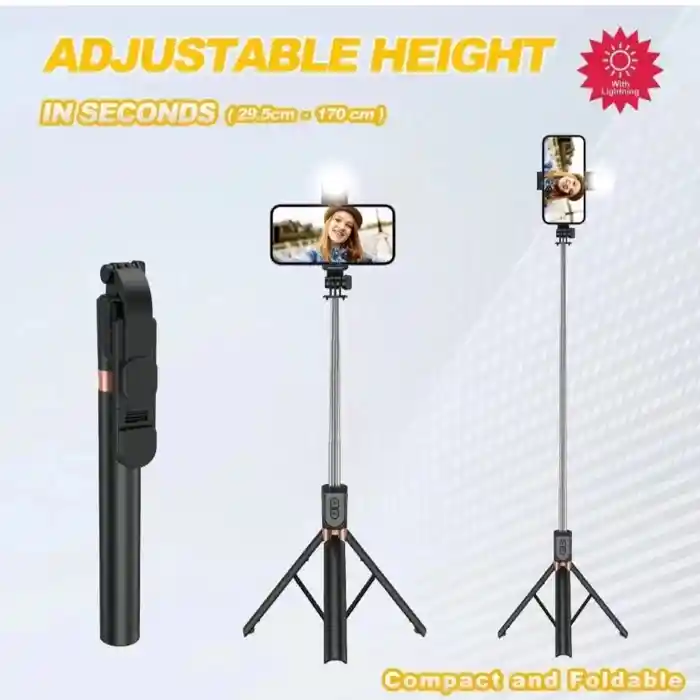 PLOKAMA LIVE-K9 Live Selfie Stand With Rechargeable Light (5.7 Feet)